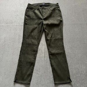 NYDJ Alina Skinny Velvet Jeans Women 10 Olive Green Casual Stretch Lift x Tuck
